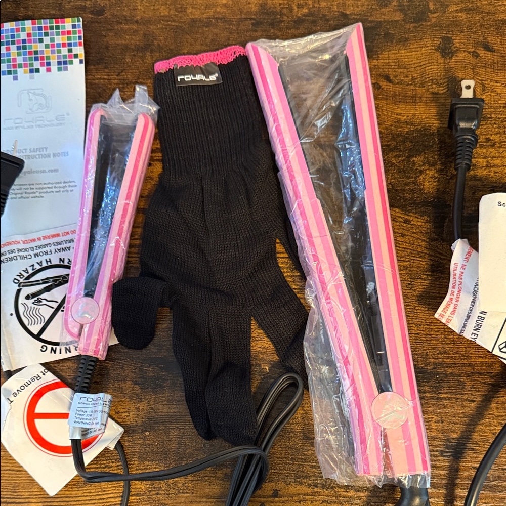 Pink Duo Hair Straightener with Glove